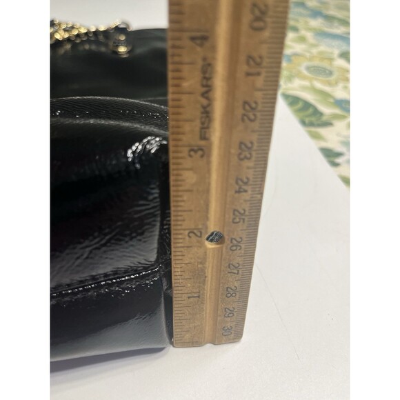 Michael Kors Jet Set Shiny Black Patent Leather Chain Tote Purse Handbag - Picture 6 of 12